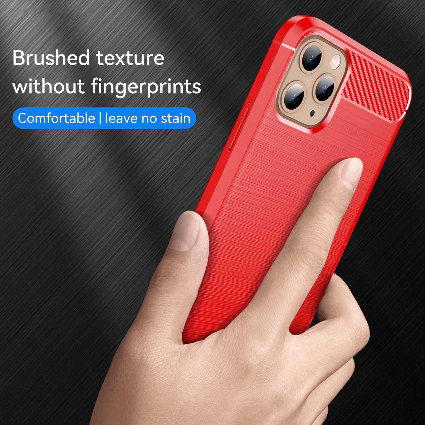1.8mm Carbon Fiber Brushed Texture Shock Absorption TPU Back Case Mobile Phone Cover for iPhone 11 Pro 5.8 inch