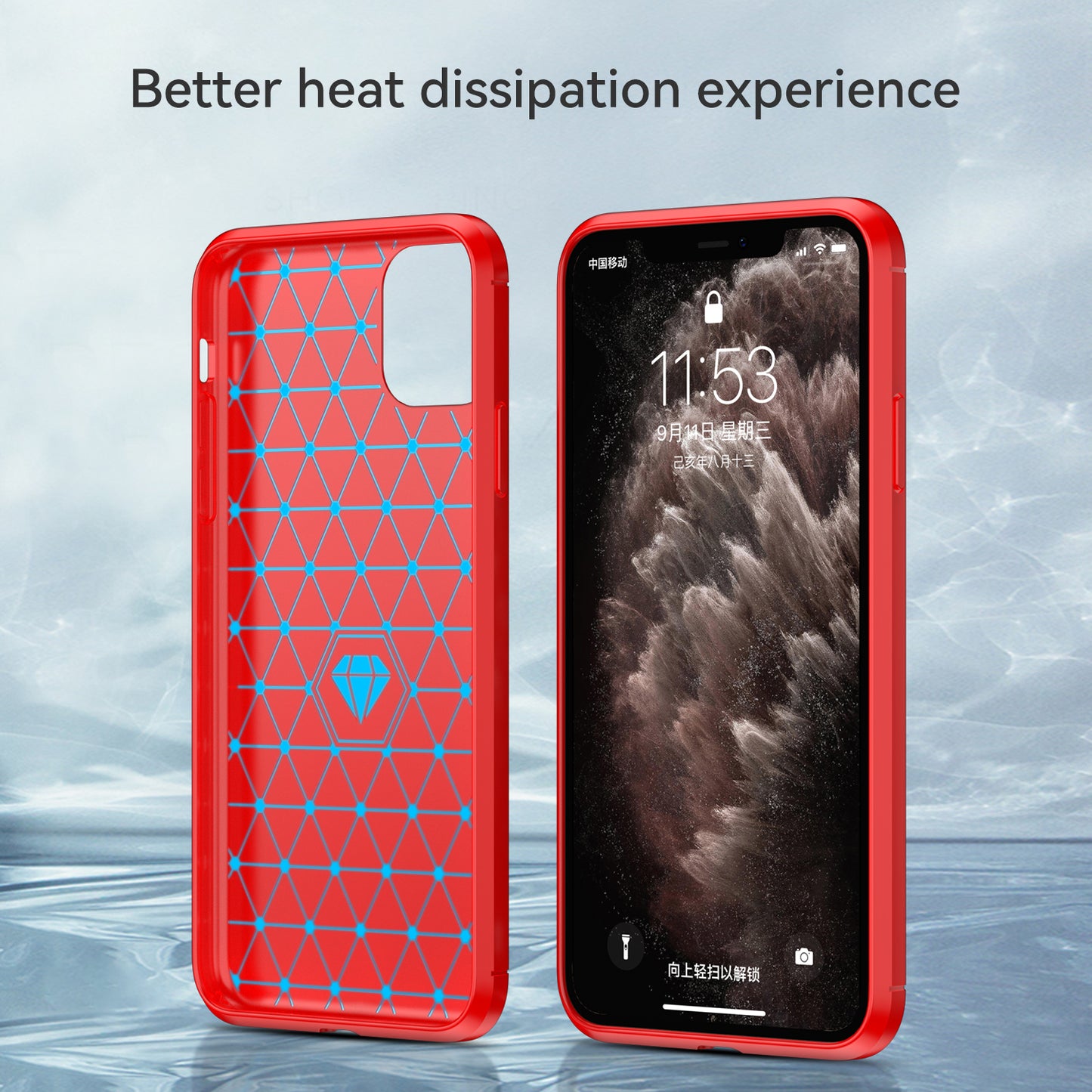 1.8mm Carbon Fiber Brushed Texture Shock Absorption TPU Back Case Mobile Phone Cover for iPhone 11 Pro 5.8 inch
