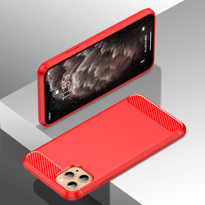 1.8mm Carbon Fiber Brushed Texture Shock Absorption TPU Back Case Mobile Phone Cover for iPhone 11 Pro 5.8 inch