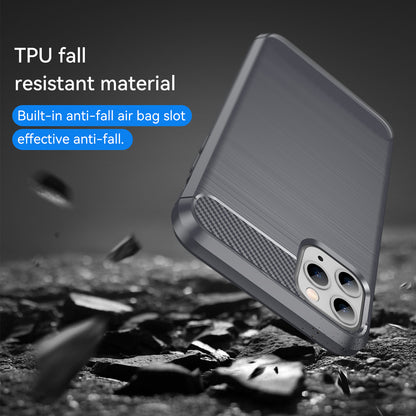 1.8mm Carbon Fiber Brushed Texture Shock Absorption TPU Back Case Mobile Phone Cover for iPhone 11 Pro 5.8 inch