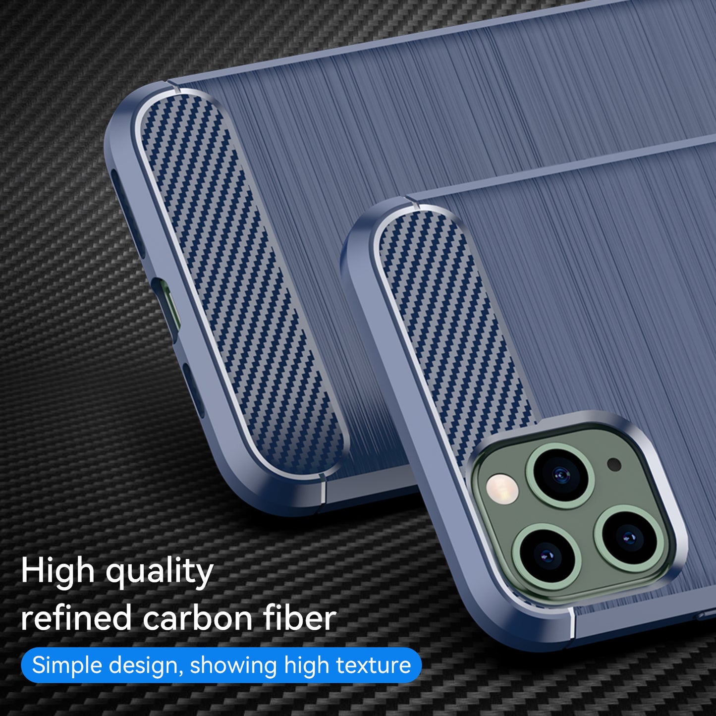 1.8mm Carbon Fiber Brushed Texture Shock Absorption TPU Back Case Mobile Phone Cover for iPhone 11 Pro 5.8 inch