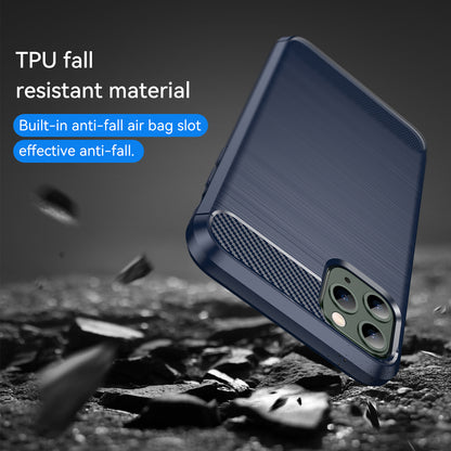 1.8mm Carbon Fiber Brushed Texture Shock Absorption TPU Back Case Mobile Phone Cover for iPhone 11 Pro 5.8 inch
