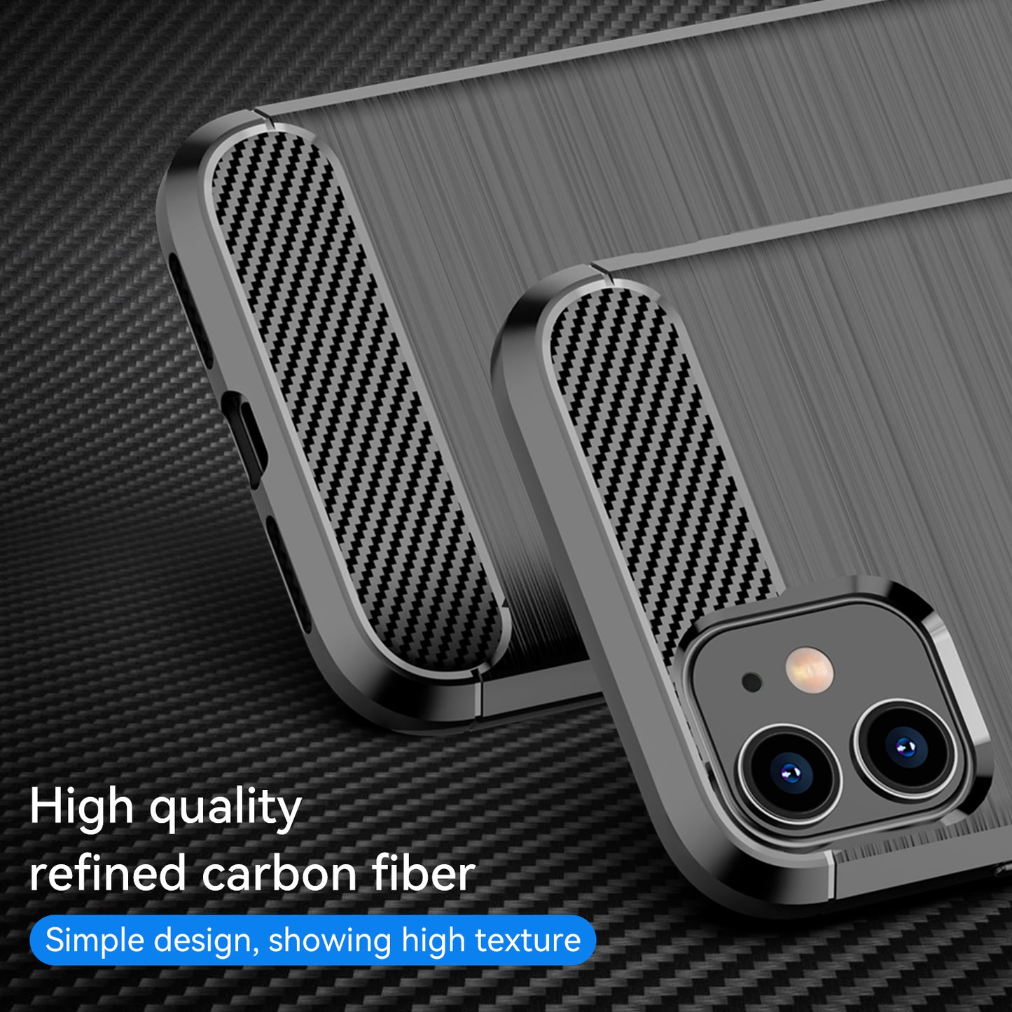 1.8mm Carbon Fiber Brushed Texture Impact Buffer TPU Back Case Mobile Phone Cover for iPhone 11 6.1 inch