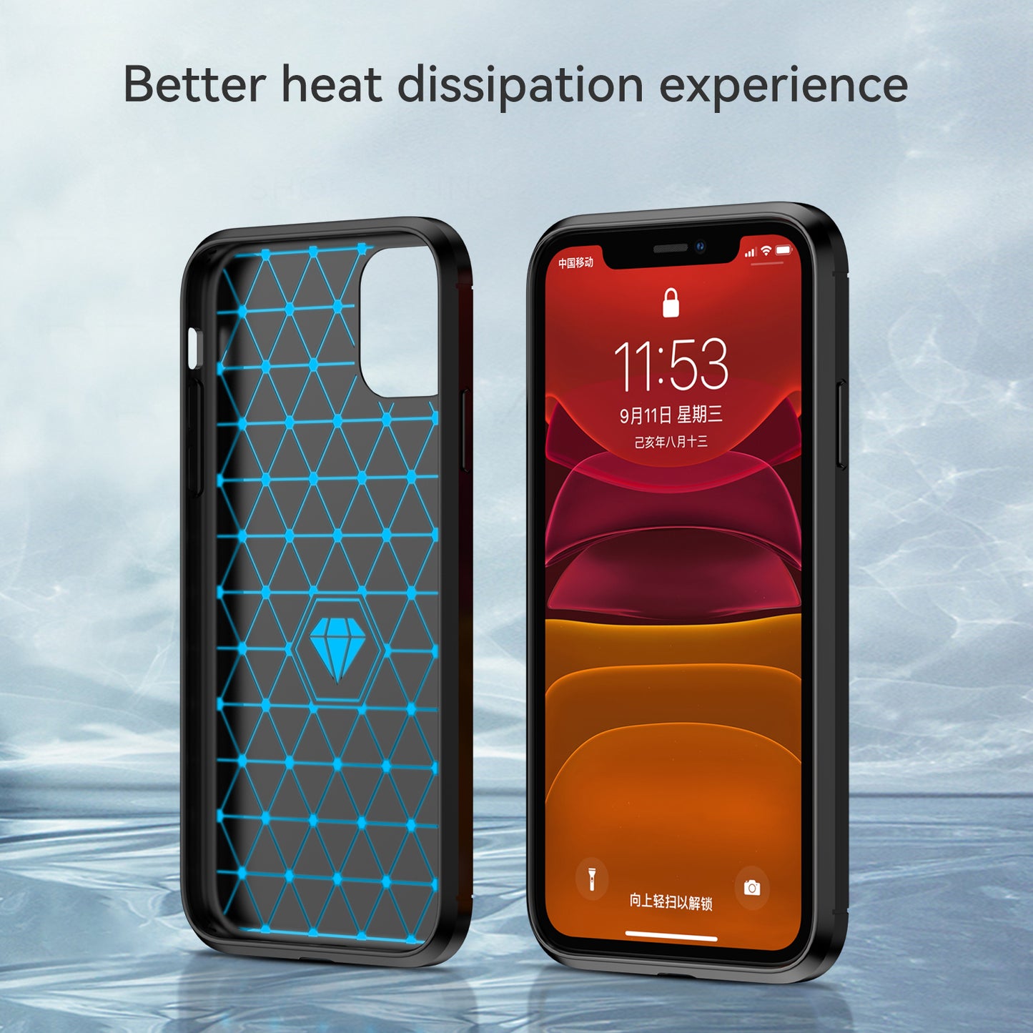 1.8mm Carbon Fiber Brushed Texture Impact Buffer TPU Back Case Mobile Phone Cover for iPhone 11 6.1 inch