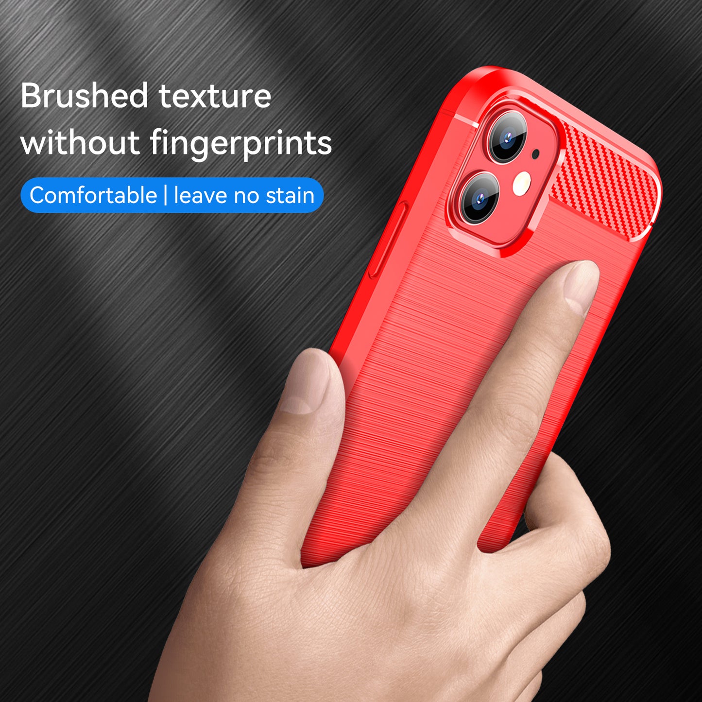 1.8mm Carbon Fiber Brushed Texture Impact Buffer TPU Back Case Mobile Phone Cover for iPhone 11 6.1 inch