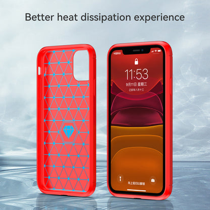 1.8mm Carbon Fiber Brushed Texture Impact Buffer TPU Back Case Mobile Phone Cover for iPhone 11 6.1 inch