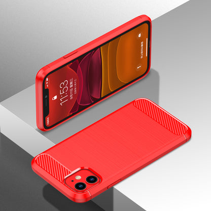 1.8mm Carbon Fiber Brushed Texture Impact Buffer TPU Back Case Mobile Phone Cover for iPhone 11 6.1 inch