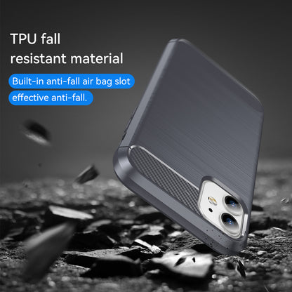 1.8mm Carbon Fiber Brushed Texture Impact Buffer TPU Back Case Mobile Phone Cover for iPhone 11 6.1 inch
