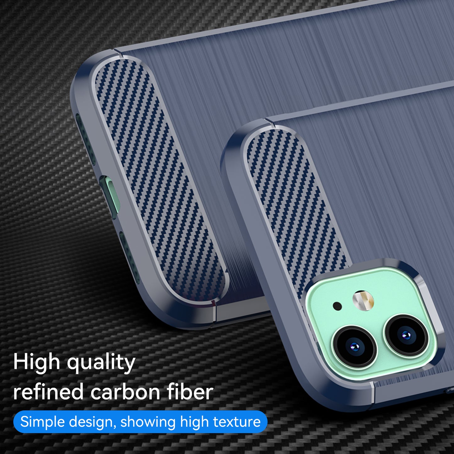 1.8mm Carbon Fiber Brushed Texture Impact Buffer TPU Back Case Mobile Phone Cover for iPhone 11 6.1 inch