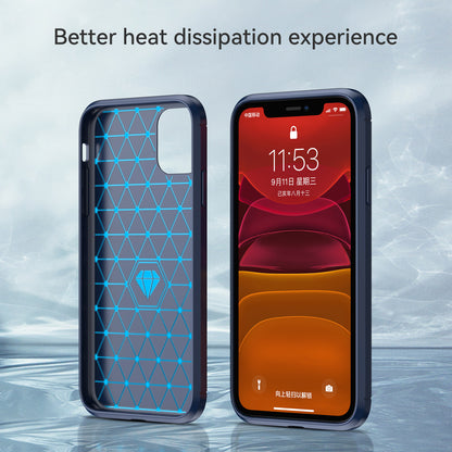 1.8mm Carbon Fiber Brushed Texture Impact Buffer TPU Back Case Mobile Phone Cover for iPhone 11 6.1 inch