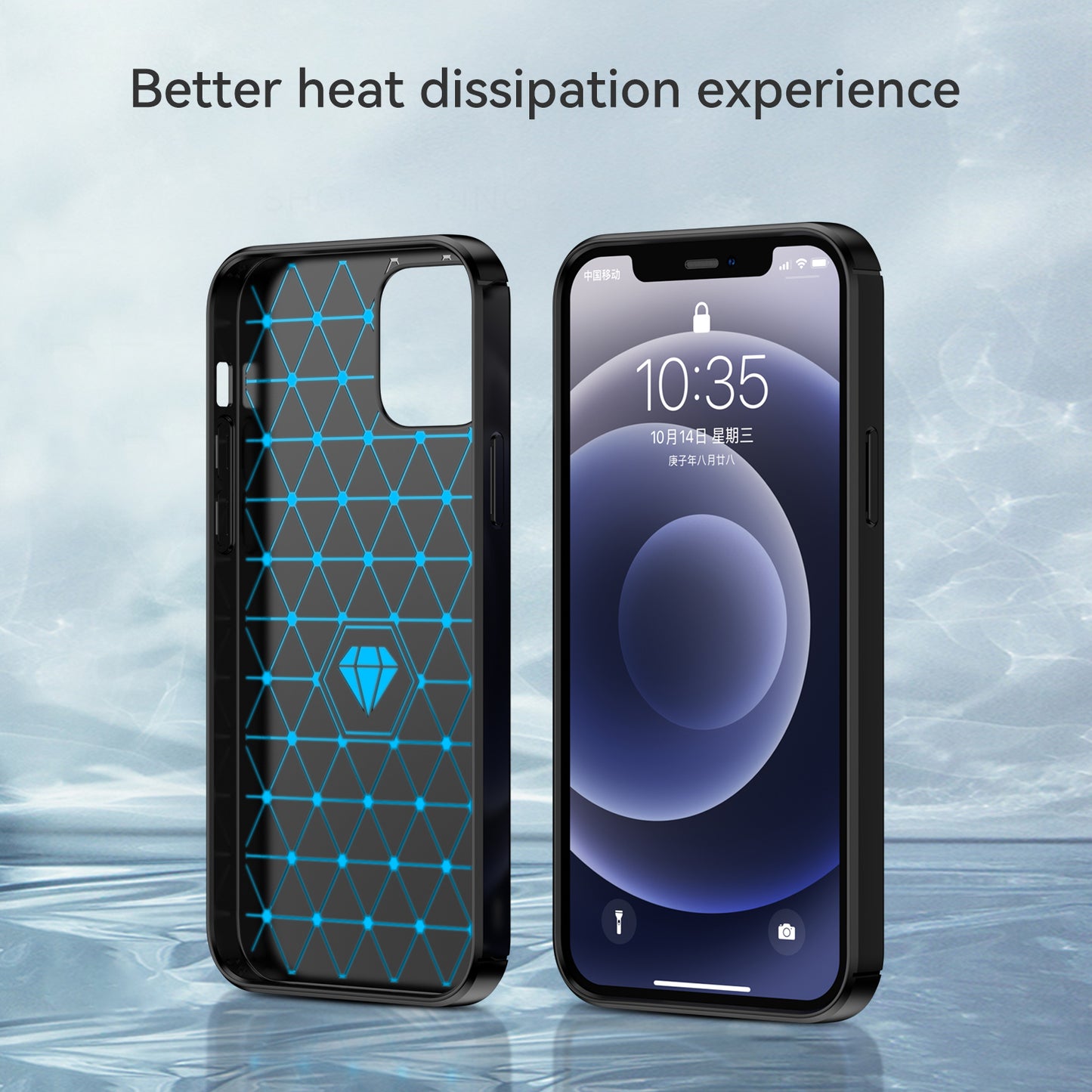1.8mm Carbon Fiber Brushed Texture Anti-fall Protection Back Case Flexible TPU Cover for iPhone 12/12 Pro 6.1 inch