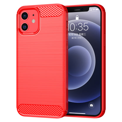 1.8mm Carbon Fiber Brushed Texture Anti-fall Protection Back Case Flexible TPU Cover for iPhone 12/12 Pro 6.1 inch