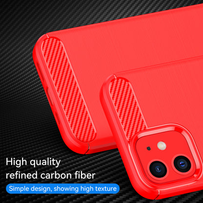 1.8mm Carbon Fiber Brushed Texture Anti-fall Protection Back Case Flexible TPU Cover for iPhone 12/12 Pro 6.1 inch