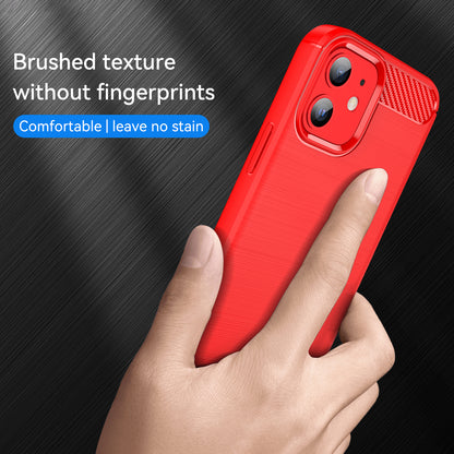 1.8mm Carbon Fiber Brushed Texture Anti-fall Protection Back Case Flexible TPU Cover for iPhone 12/12 Pro 6.1 inch