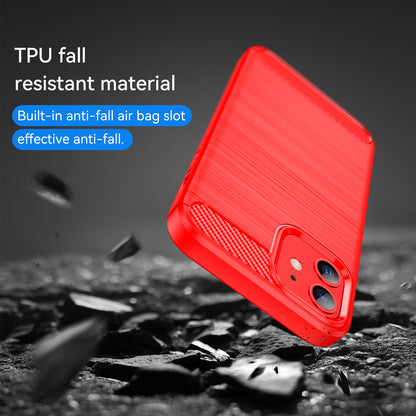1.8mm Carbon Fiber Brushed Texture Anti-fall Protection Back Case Flexible TPU Cover for iPhone 12/12 Pro 6.1 inch