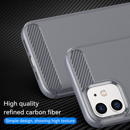 1.8mm Carbon Fiber Brushed Texture Anti-fall Protection Back Case Flexible TPU Cover for iPhone 12/12 Pro 6.1 inch