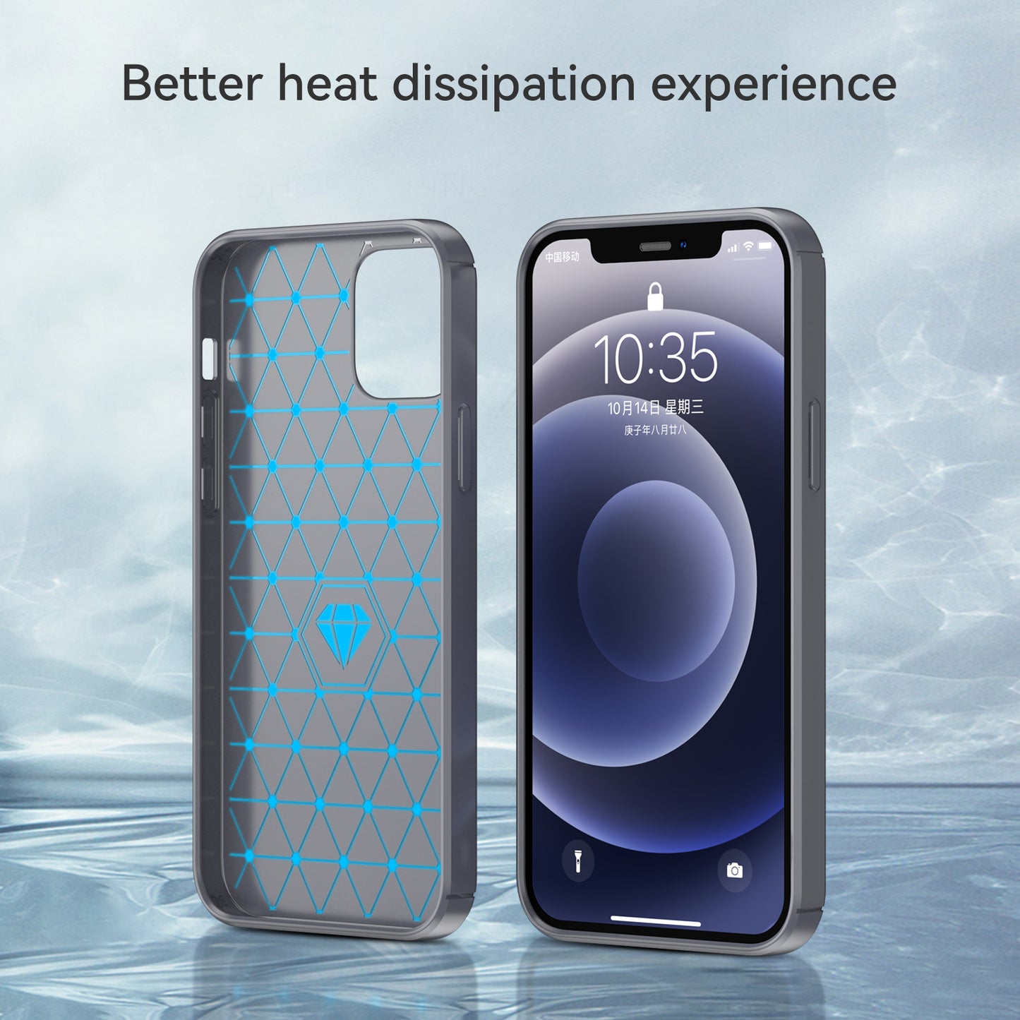 1.8mm Carbon Fiber Brushed Texture Anti-fall Protection Back Case Flexible TPU Cover for iPhone 12/12 Pro 6.1 inch