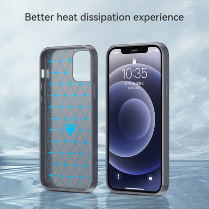 1.8mm Carbon Fiber Brushed Texture Anti-fall Protection Back Case Flexible TPU Cover for iPhone 12/12 Pro 6.1 inch