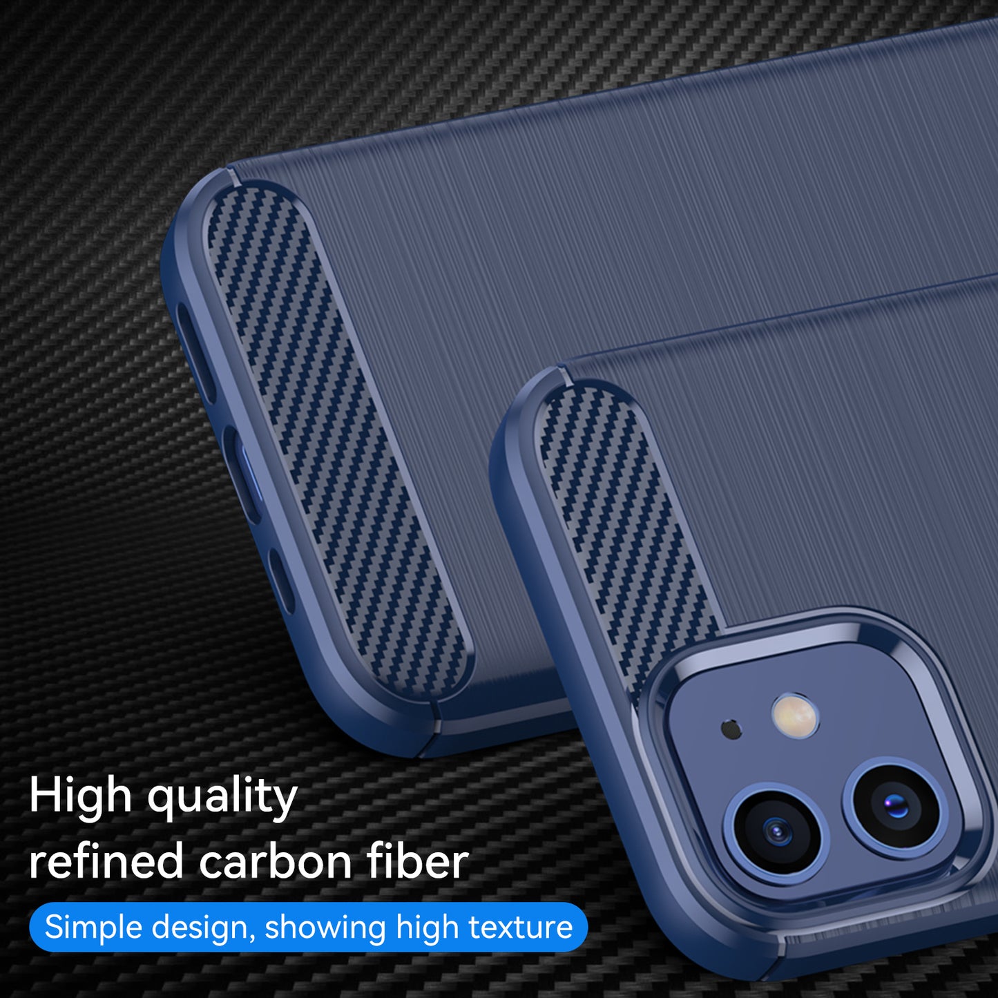 1.8mm Carbon Fiber Brushed Texture Anti-fall Protection Back Case Flexible TPU Cover for iPhone 12/12 Pro 6.1 inch
