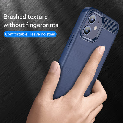 1.8mm Carbon Fiber Brushed Texture Anti-fall Protection Back Case Flexible TPU Cover for iPhone 12/12 Pro 6.1 inch