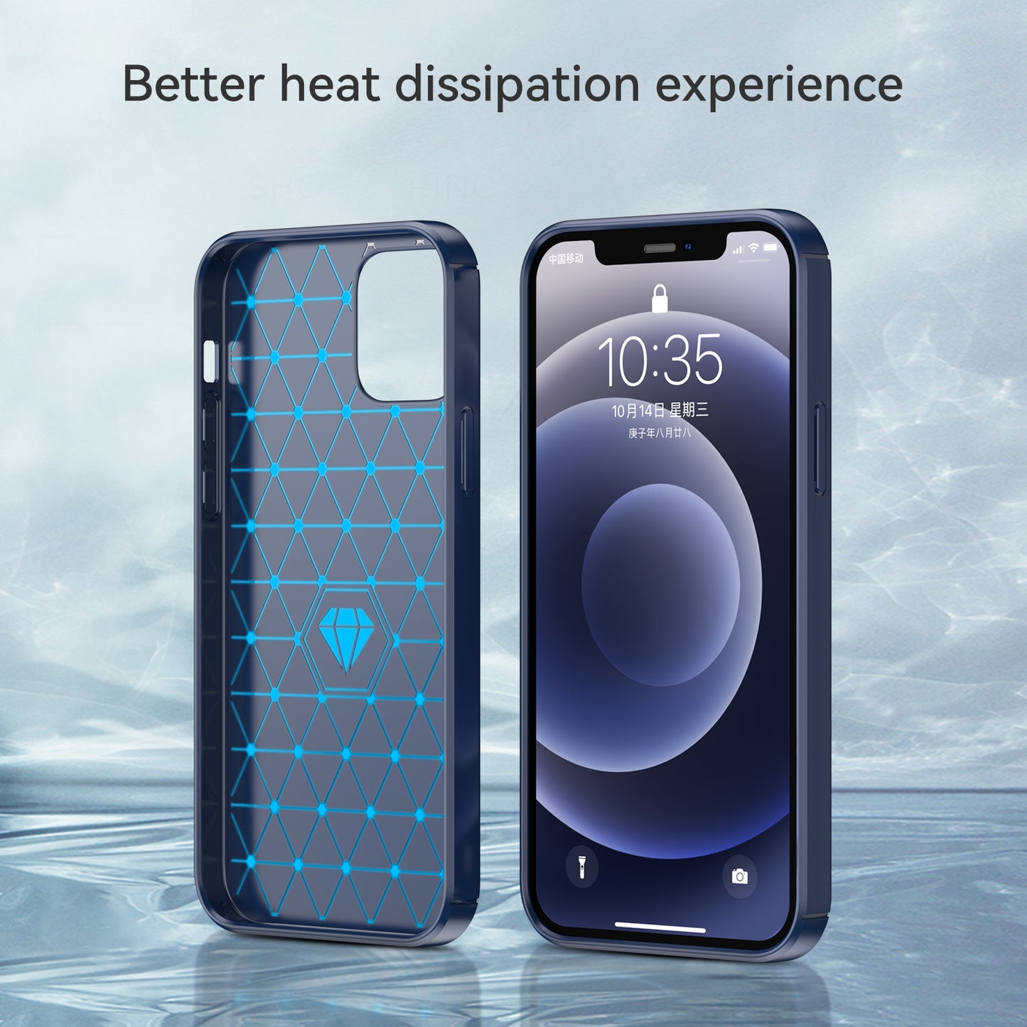 1.8mm Carbon Fiber Brushed Texture Anti-fall Protection Back Case Flexible TPU Cover for iPhone 12/12 Pro 6.1 inch