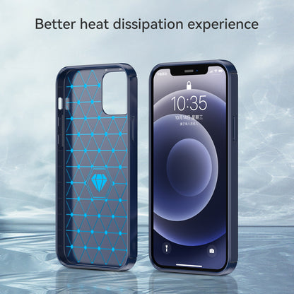 1.8mm Carbon Fiber Brushed Texture Anti-fall Protection Back Case Flexible TPU Cover for iPhone 12/12 Pro 6.1 inch