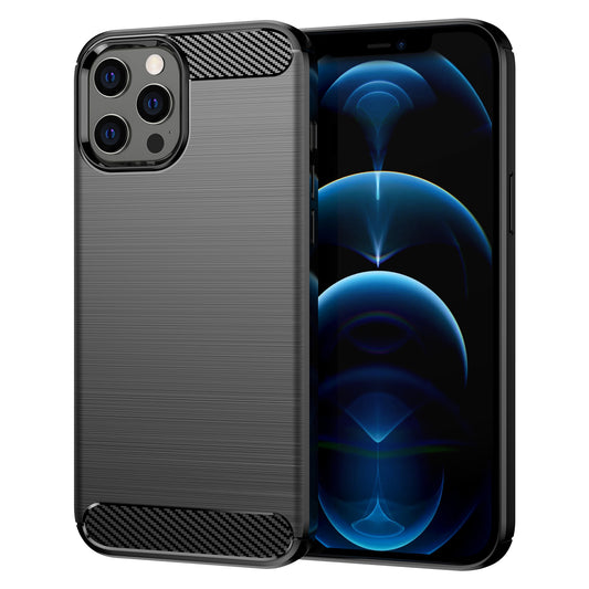 1.8mm Fingerprint-resistant Carbon Fiber Brushed Texture Back Case Flexible TPU Cover for iPhone 12 Pro Max 6.7 inch