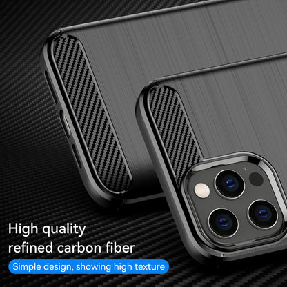 1.8mm Fingerprint-resistant Carbon Fiber Brushed Texture Back Case Flexible TPU Cover for iPhone 12 Pro Max 6.7 inch