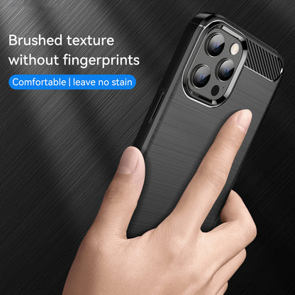 1.8mm Fingerprint-resistant Carbon Fiber Brushed Texture Back Case Flexible TPU Cover for iPhone 12 Pro Max 6.7 inch