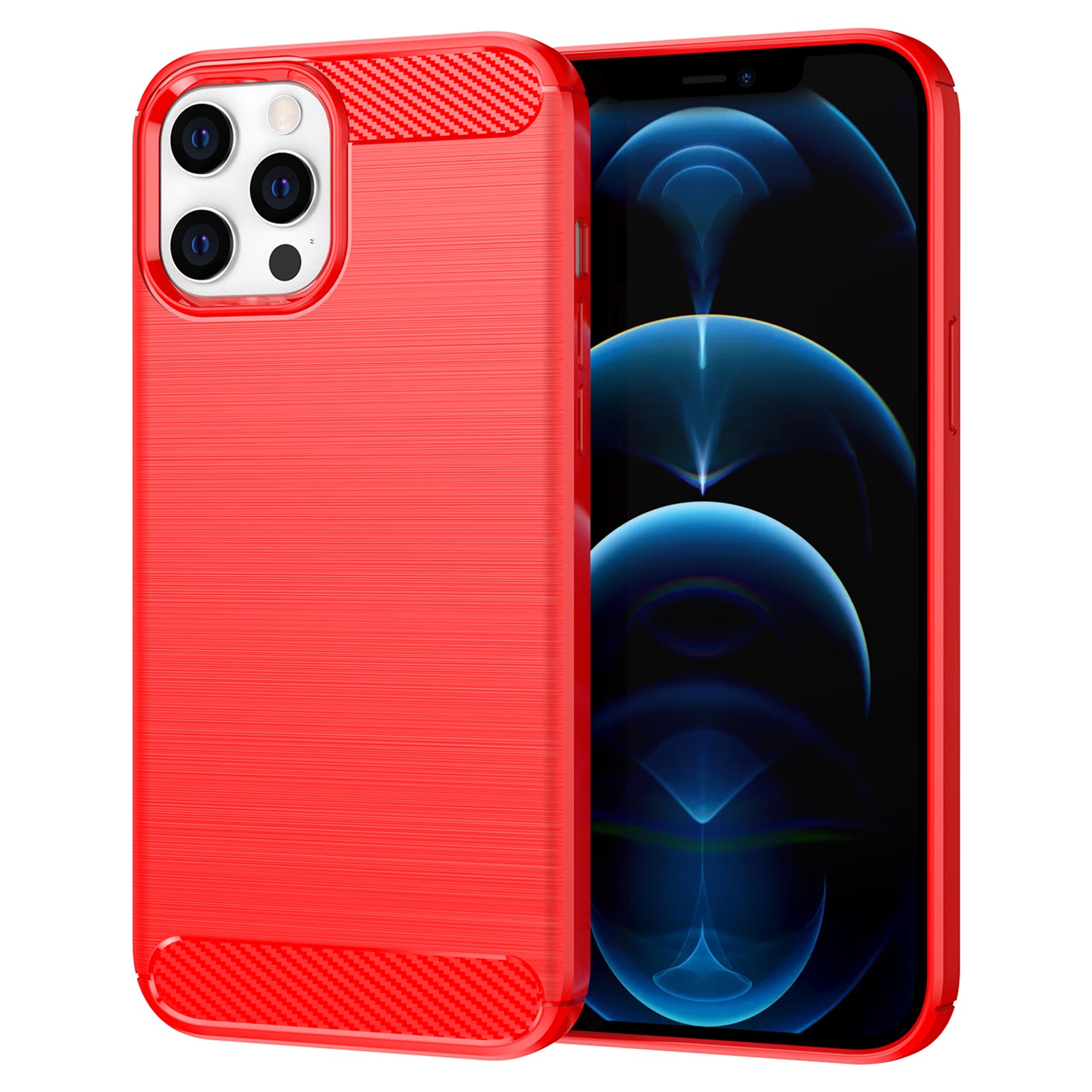 1.8mm Fingerprint-resistant Carbon Fiber Brushed Texture Back Case Flexible TPU Cover for iPhone 12 Pro Max 6.7 inch