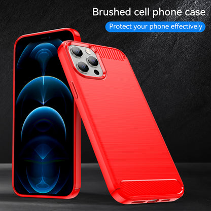 1.8mm Fingerprint-resistant Carbon Fiber Brushed Texture Back Case Flexible TPU Cover for iPhone 12 Pro Max 6.7 inch
