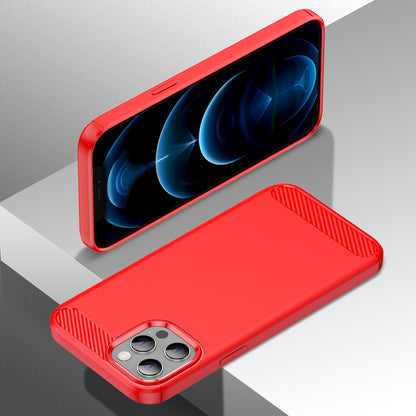 1.8mm Fingerprint-resistant Carbon Fiber Brushed Texture Back Case Flexible TPU Cover for iPhone 12 Pro Max 6.7 inch