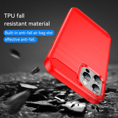 1.8mm Fingerprint-resistant Carbon Fiber Brushed Texture Back Case Flexible TPU Cover for iPhone 12 Pro Max 6.7 inch