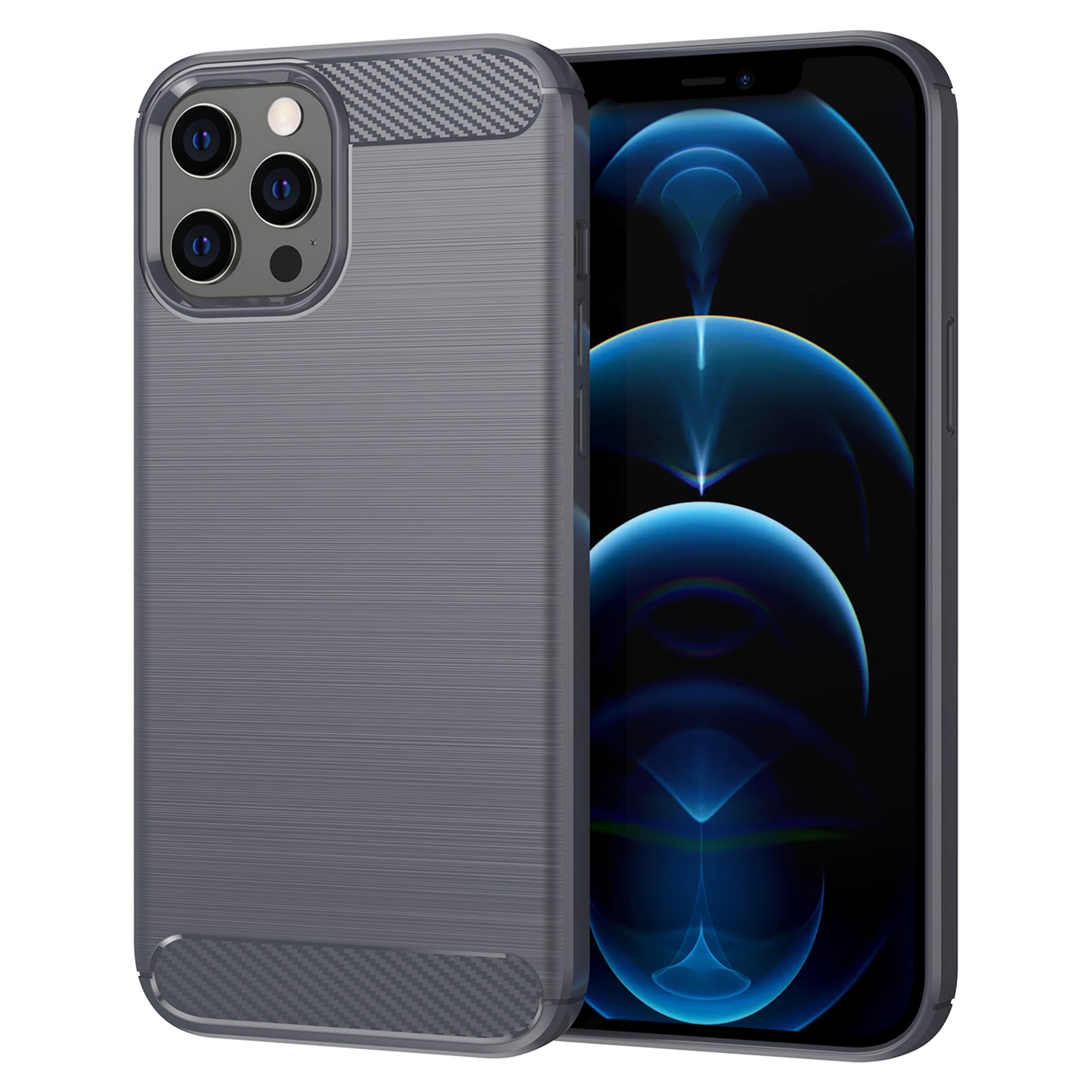 1.8mm Fingerprint-resistant Carbon Fiber Brushed Texture Back Case Flexible TPU Cover for iPhone 12 Pro Max 6.7 inch
