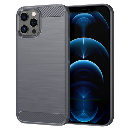 1.8mm Fingerprint-resistant Carbon Fiber Brushed Texture Back Case Flexible TPU Cover for iPhone 12 Pro Max 6.7 inch
