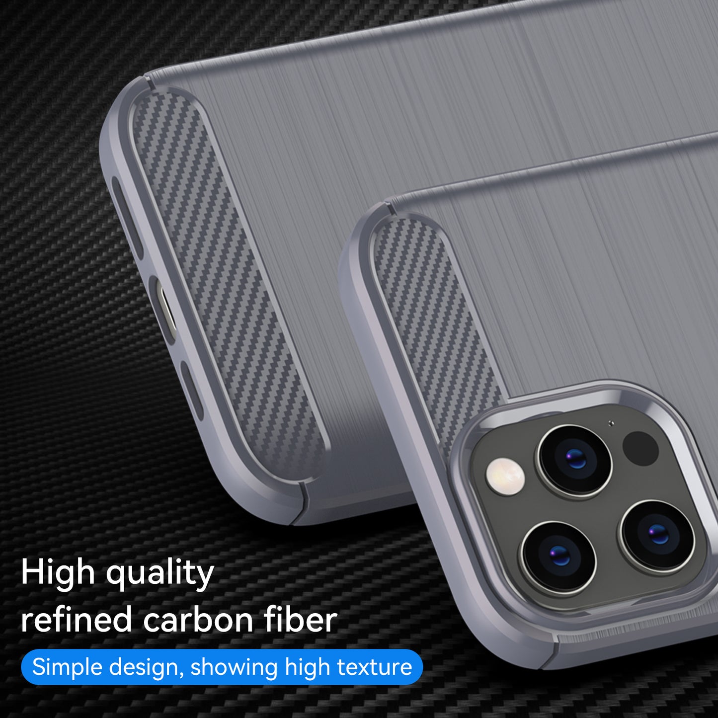 1.8mm Fingerprint-resistant Carbon Fiber Brushed Texture Back Case Flexible TPU Cover for iPhone 12 Pro Max 6.7 inch