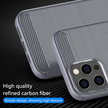 1.8mm Fingerprint-resistant Carbon Fiber Brushed Texture Back Case Flexible TPU Cover for iPhone 12 Pro Max 6.7 inch