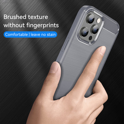 1.8mm Fingerprint-resistant Carbon Fiber Brushed Texture Back Case Flexible TPU Cover for iPhone 12 Pro Max 6.7 inch
