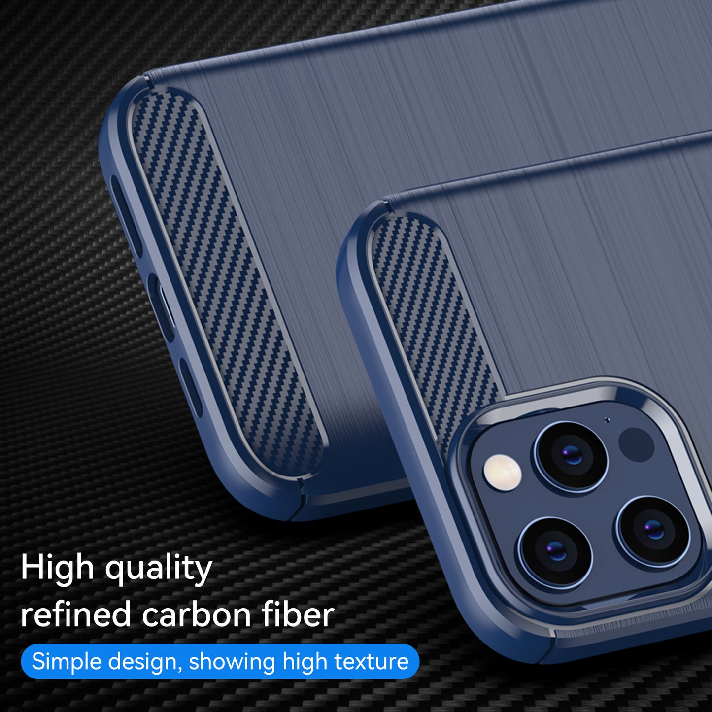 1.8mm Fingerprint-resistant Carbon Fiber Brushed Texture Back Case Flexible TPU Cover for iPhone 12 Pro Max 6.7 inch