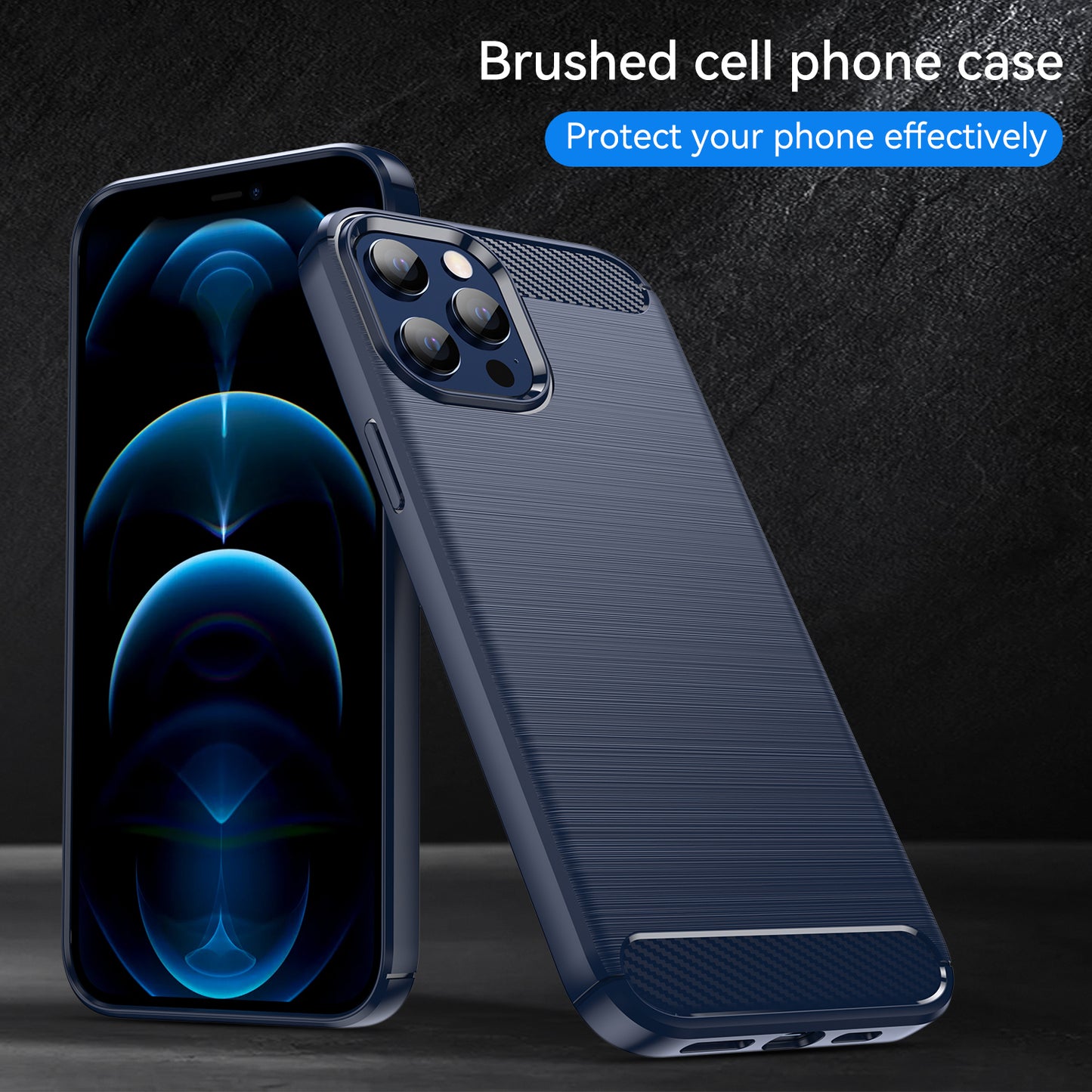 1.8mm Fingerprint-resistant Carbon Fiber Brushed Texture Back Case Flexible TPU Cover for iPhone 12 Pro Max 6.7 inch