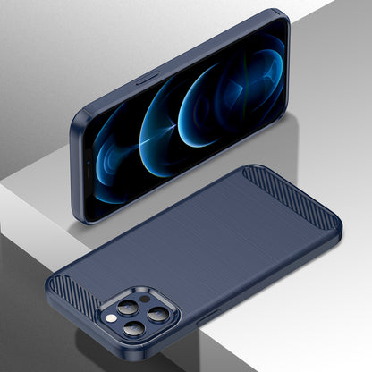 1.8mm Fingerprint-resistant Carbon Fiber Brushed Texture Back Case Flexible TPU Cover for iPhone 12 Pro Max 6.7 inch