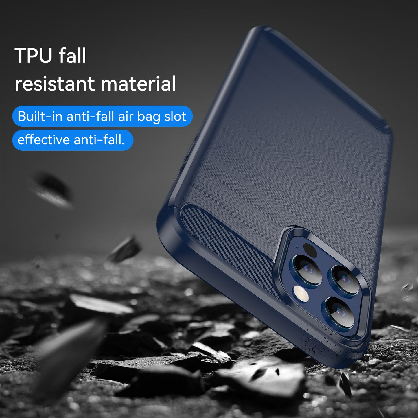 1.8mm Fingerprint-resistant Carbon Fiber Brushed Texture Back Case Flexible TPU Cover for iPhone 12 Pro Max 6.7 inch