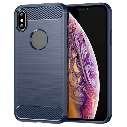 1.8mm Stylish Carbon Fiber Brushed Design Flexible TPU Anti-drop Mobile Phone Cover Case for iPhone XS Max 6.5 inch