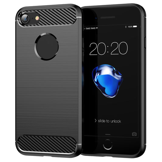 1.8mm Carbon Fiber Texture TPU Case Brushed Surface Phone Protective Cover for iPhone 8/7