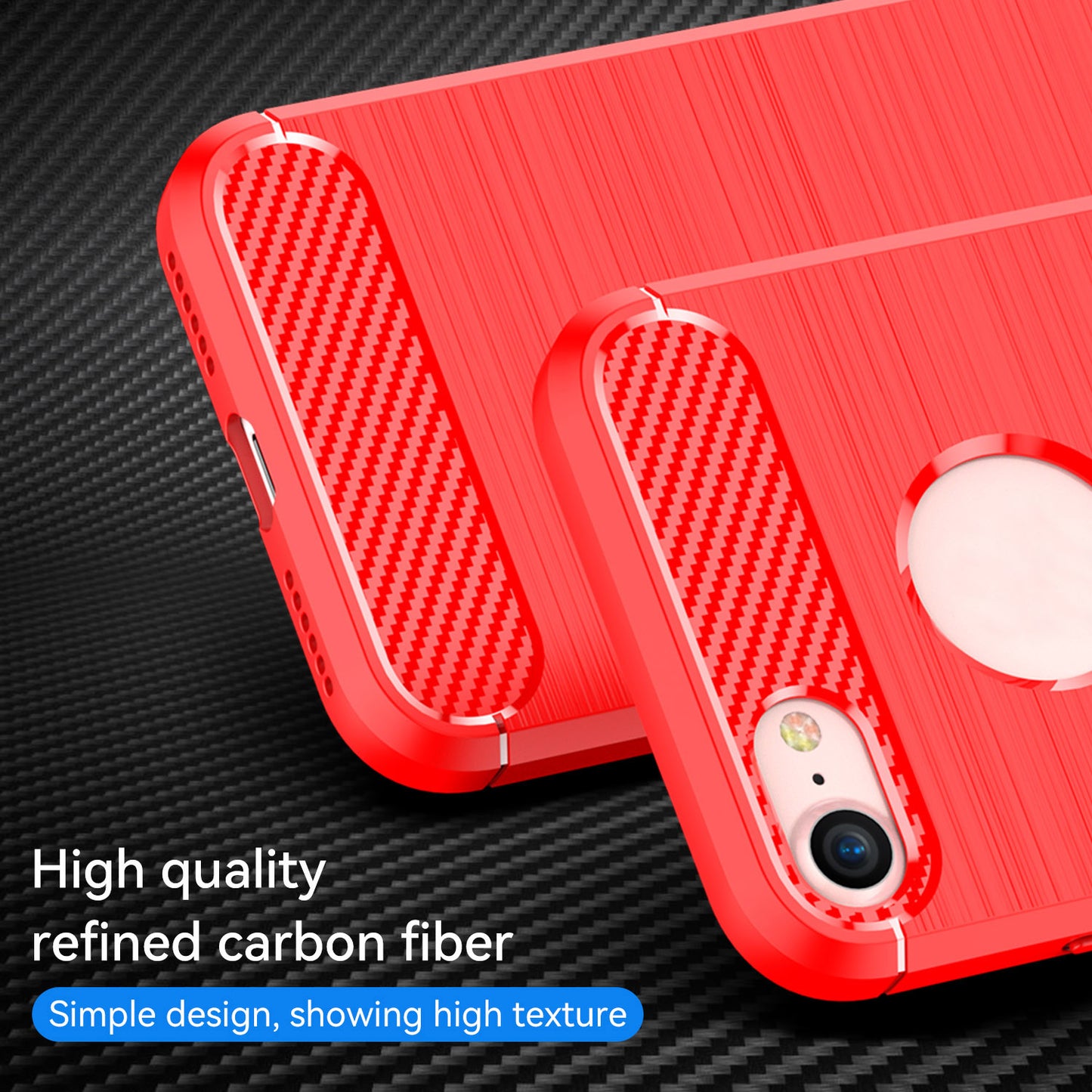 1.8mm Carbon Fiber Texture TPU Case Brushed Surface Phone Protective Cover for iPhone 8/7