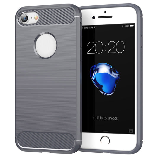 1.8mm Carbon Fiber Texture TPU Case Brushed Surface Phone Protective Cover for iPhone 8/7