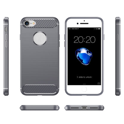 1.8mm Carbon Fiber Texture TPU Case Brushed Surface Phone Protective Cover for iPhone 8/7