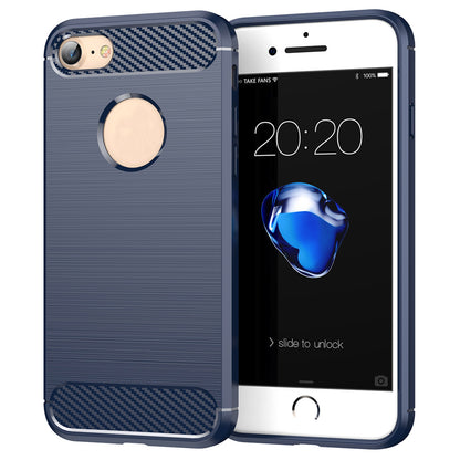 1.8mm Carbon Fiber Texture TPU Case Brushed Surface Phone Protective Cover for iPhone 8/7