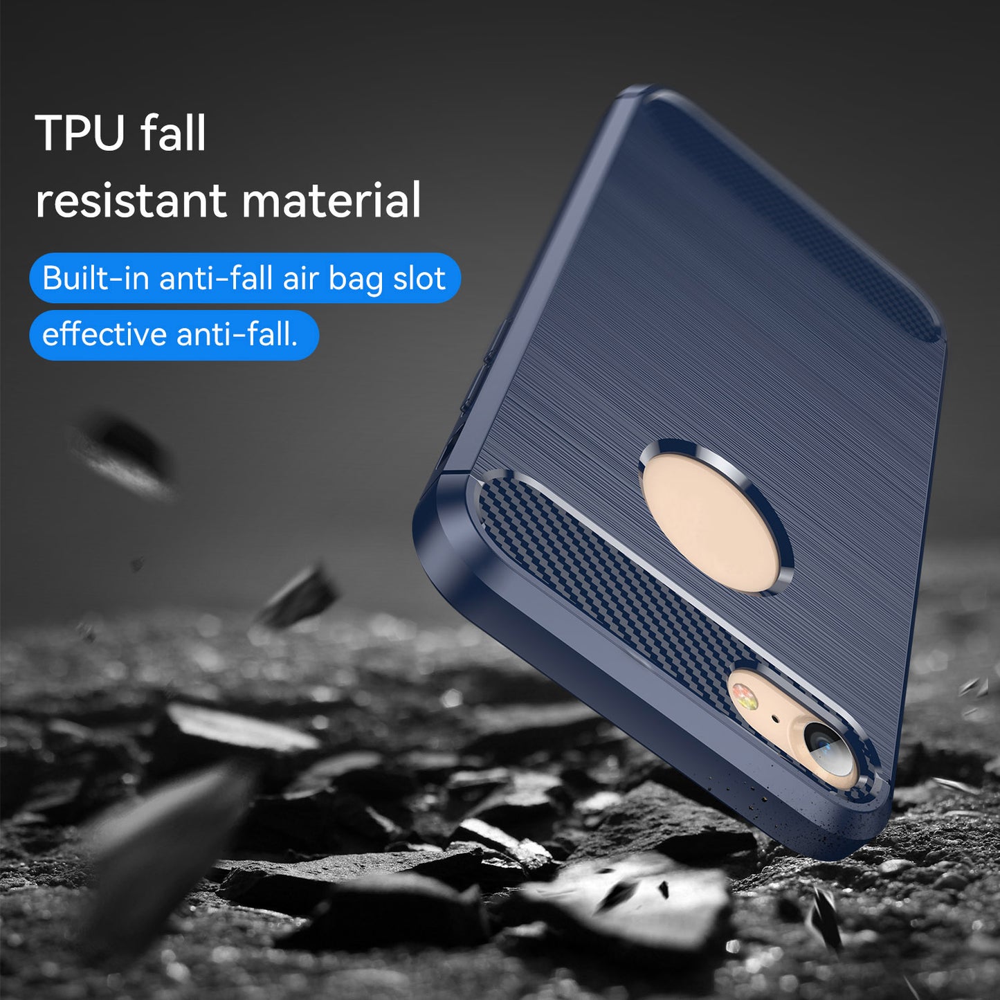 1.8mm Carbon Fiber Texture TPU Case Brushed Surface Phone Protective Cover for iPhone 8/7