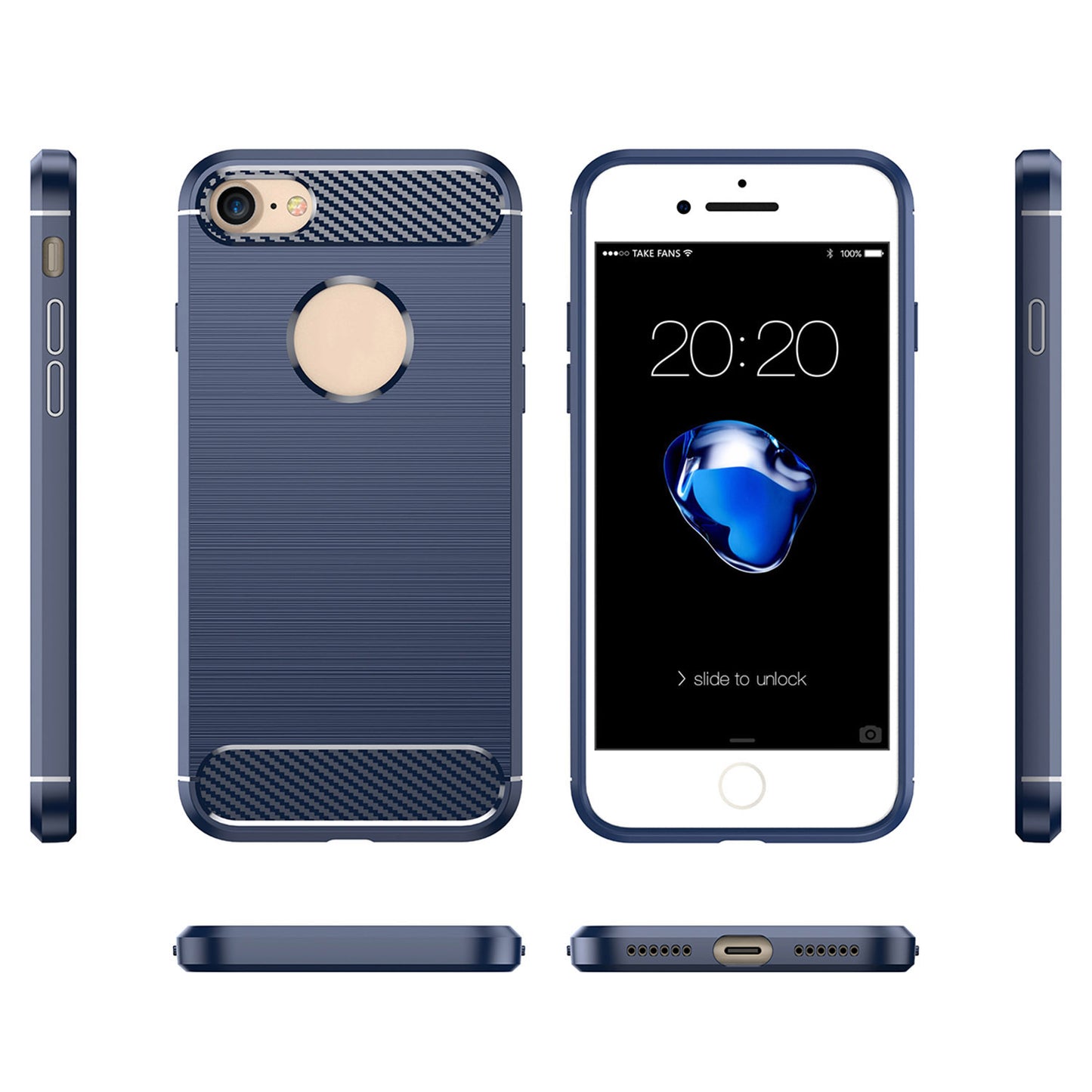 1.8mm Carbon Fiber Texture TPU Case Brushed Surface Phone Protective Cover for iPhone 8/7